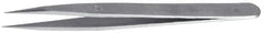 Value Collection - 3-1/2" OAL 0C-SS Precision Tweezers - Short, Flat Tip - Best Tool & Supply