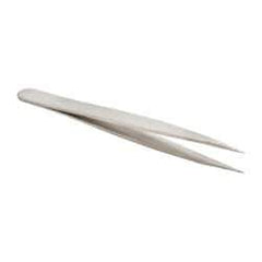 Value Collection - 3-1/2" OAL 0C-SA Precision Tweezers - Short, Flat Tip - Best Tool & Supply