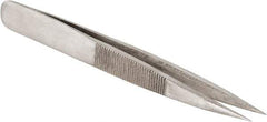 Value Collection - 4-3/8" OAL AC-SS Precision Tweezers - Heavy Tip with Serrated Shank - Best Tool & Supply