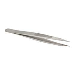 Value Collection - 4-3/4" OAL OOD-SS Precision Tweezers - Very Strong with Serrated Body, Heavy Tip - Best Tool & Supply