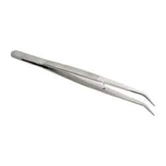 Value Collection - 5-7/8" OAL Stainless Steel Assembly Tweezers - Bent Point with Serrated Shank & Tip - Best Tool & Supply