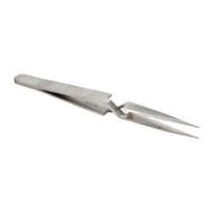 Value Collection - 4-1/2" OAL N0 Reverse Action Tweezers - Flat Tip - Best Tool & Supply