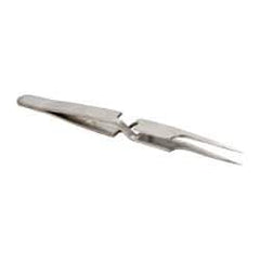 Value Collection - 4-3/4" OAL N5A Reverse Action Tweezers - Long Fine Offset Point - Best Tool & Supply
