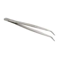 Value Collection - 6-1/4" OAL Stainless Steel Assembly Tweezers - Long Bent Point, Serrated Body/Tip - Best Tool & Supply