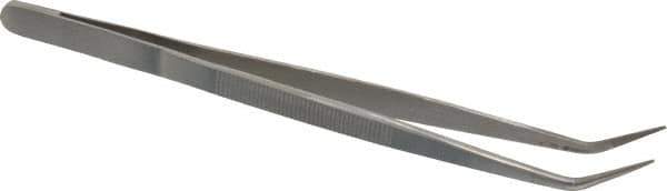 Value Collection - 6-1/4" OAL Assembly Tweezers - Long Bent Point, Serrated Body/Tip - Best Tool & Supply