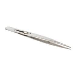 Value Collection - 4-3/4" OAL Stainless Steel Assembly Tweezers - Slide Locking, Sharp Point - Best Tool & Supply