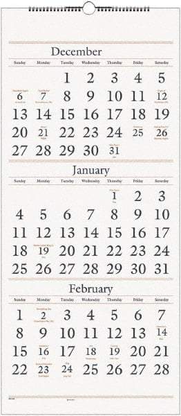 AT-A-GLANCE - 7 Sheet, 12 x 27", Wall Calendar - White - Best Tool & Supply