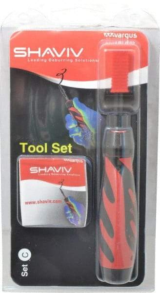 Shaviv - 4 Piece, High Speed Steel Blade, Back Hole Chamfer, Hand Deburring Tool Set - C Blade Holder, For Flat Surface, Hole Edge, Hole Inner Surface, Straight Edge - Best Tool & Supply