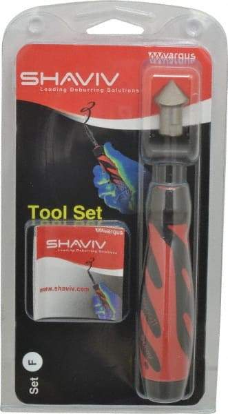 Shaviv - 3 Piece, High Speed Steel Blade, Hand Deburring Tool Set - F Blade Holder, For Hole Edge - Best Tool & Supply