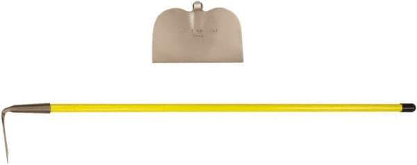 Ampco - 5-7/8" High x 10" Wide Square Aluminum Bronze Hoe - 55" Long Fiberglass Straight Handle, No Step - Best Tool & Supply