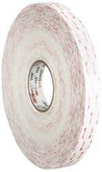 3M - 1" x 36 Yd Acrylic Adhesive Double Sided Tape - 45 mil Thick, White, Acrylic Foam Liner, Continuous Roll, Series 4950 - Best Tool & Supply