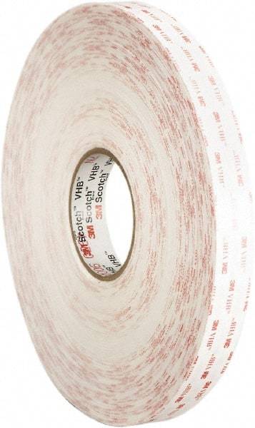 3M - 2" x 36 Yd Acrylic Adhesive Double Sided Tape - 45 mil Thick, White, Foam Liner - Best Tool & Supply