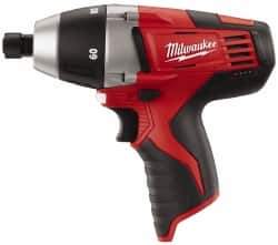 Milwaukee Tool - 12 Volts, Lithium-Ion Battery, 1/4 Inch Keyless Chuck, Pistol Grip Cordless Drill - 250, 750 RPM, 60 Inch/Lbs. Torque, Reversible - Best Tool & Supply