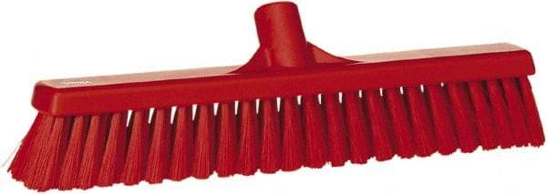 Vikan - 16" Fine Particle Synthetic Push Broom - 2" Bristle Length, Plastic Block, European Threaded Handle Connection - Best Tool & Supply