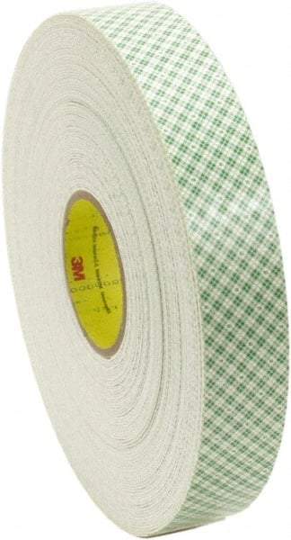 3M - 1/2" x 36 Yd Acrylic Adhesive Double Sided Tape - 62 mil Thick, Off-White, Foam Liner - Best Tool & Supply