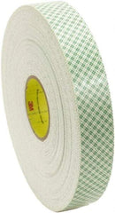 3M - 1/2" x 36 Yd Acrylic Adhesive Double Sided Tape - 62 mil Thick, Off-White, Foam Liner - Best Tool & Supply