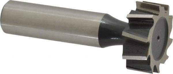 Interstate - 1" Diam x 3/8" Face Width, Cobalt, 10 Teeth, Shank Connection Woodruff Keyseat Cutter - Uncoated, 2-3/8" OAL x 1/2" Shank, Staggered Teeth, ANSI 1208, Old Standard 152 - Best Tool & Supply