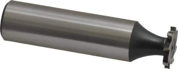 Interstate - 1/2" Diam x 1/16" Face Width, High Speed Steel, 8 Teeth, Shank Connection Woodruff Keyseat Cutter - Uncoated, 2-1/16" OAL x 1/2" Shank, Staggered Teeth, ANSI 204, Old Standard 1 - Best Tool & Supply