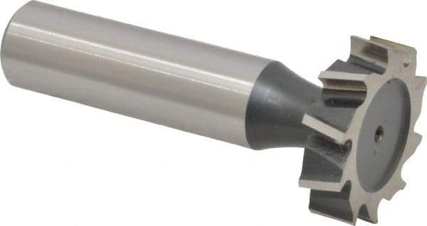 Interstate - 1" Diam x 1/4" Face Width, High Speed Steel, 12 Teeth, Shank Connection Woodruff Keyseat Cutter - Uncoated, 2-1/4" OAL x 1/2" Shank, Staggered Teeth, ANSI 808, Old Standard 15 - Best Tool & Supply