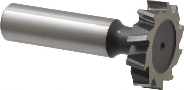 Interstate - 1-1/8" Diam x 1/4" Face Width, High Speed Steel, 12 Teeth, Shank Connection Woodruff Keyseat Cutter - Uncoated, 2-1/4" OAL x 1/2" Shank, Staggered Teeth, ANSI 809, Old Standard 18 - Best Tool & Supply