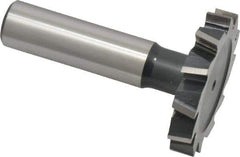 Interstate - 1-1/2" Diam x 1/4" Face Width, High Speed Steel, 16 Teeth, Shank Connection Woodruff Keyseat Cutter - Uncoated, 2-1/4" OAL x 1/2" Shank, Staggered Teeth, ANSI 812, Old Standard 24 - Best Tool & Supply