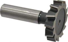 Interstate - 1-1/2" Diam x 5/16" Face Width, High Speed Steel, 12 Teeth, Shank Connection Woodruff Keyseat Cutter - Uncoated, 2-5/16" OAL x 1/2" Shank, Staggered Teeth, ANSI 1012, Old Standard 25 - Best Tool & Supply