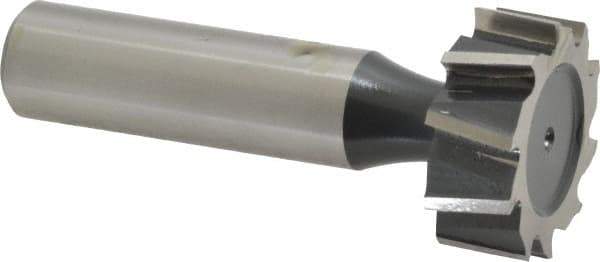 Interstate - 1" Diam x 3/8" Face Width, High Speed Steel, 10 Teeth, Shank Connection Woodruff Keyseat Cutter - Uncoated, 2-3/8" OAL x 1/2" Shank, Staggered Teeth, ANSI 1208, Old Standard 152 - Best Tool & Supply