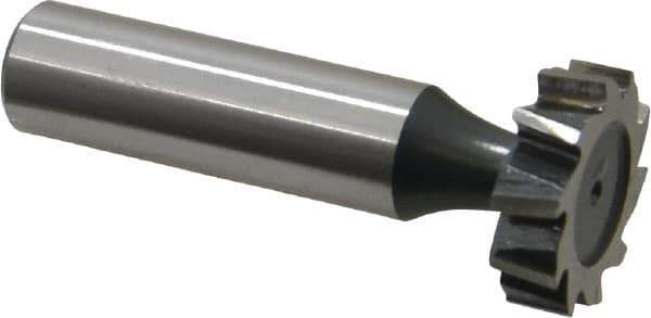 Interstate - 7/8" Diam x 1/4" Face Width, High Speed Steel, 10 Teeth, Shank Connection Woodruff Keyseat Cutter - Uncoated, 2-1/4" OAL x 1/2" Shank, Staggered Teeth, ANSI 807, Old Standard A - Best Tool & Supply