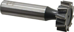 Interstate - 1" Diam x 5/16" Face Width, High Speed Steel, 12 Teeth, Shank Connection Woodruff Keyseat Cutter - Uncoated, 2-5/16" OAL x 1/2" Shank, Staggered Teeth, ANSI 1008, Old Standard B - Best Tool & Supply