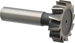 Interstate - 1-3/8" Diam x 3/8" Face Width, High Speed Steel, 14 Teeth, Shank Connection Woodruff Keyseat Cutter - Uncoated, 2-3/8" OAL x 1/2" Shank, Staggered Teeth, ANSI 1211, Old Standard F - Best Tool & Supply