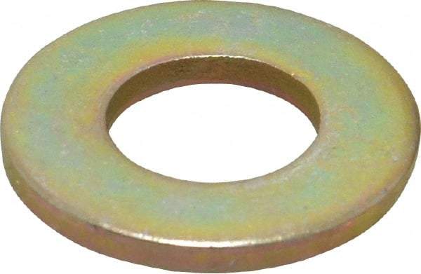 Made in USA - 1/2" Screw, Grade 8 Alloy Steel SAE Flat Washer - 17/32" ID x 1-1/16" OD, 0.121" Thick, Zinc Yellow Dichromate Finish - Best Tool & Supply