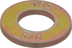 Made in USA - 5/8" Screw, Grade 8 Alloy Steel SAE Flat Washer - 21/32" ID x 1-5/16" OD, 0.146" Thick, Zinc Yellow Dichromate Finish - Best Tool & Supply