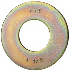 Made in USA - 1-1/8" Screw, Grade 8 Alloy Steel USS Flat Washer - 1.243" ID x 2.78" OD, 0.192" Thick, Zinc Yellow Dichromate Finish - Best Tool & Supply