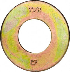 Made in USA - 1-1/2" Screw, Grade 8 Alloy Steel USS Flat Washer - 1.615" ID x 3.545" OD, 0.213" Thick, Zinc Yellow Dichromate Finish - Best Tool & Supply