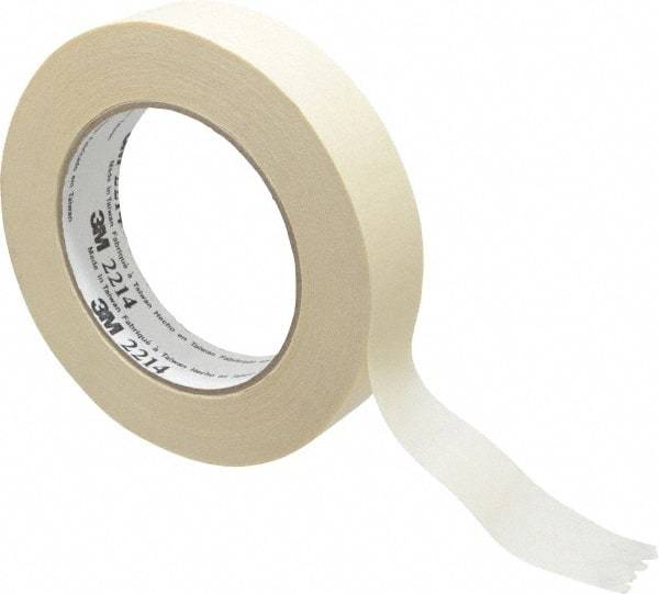 3M - 1" Wide x 60 Yd Long Tan Paper Masking Tape - Series 2214, 5.4 mil Thick, 23 In/Lb Tensile Strength - Best Tool & Supply