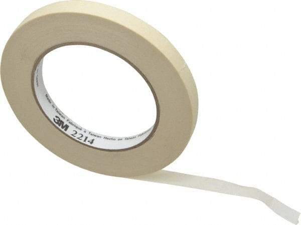 3M - 1/2" Wide x 60 Yd Long Tan Paper Masking Tape - Series 2214, 5.4 mil Thick, 23 In/Lb Tensile Strength - Best Tool & Supply