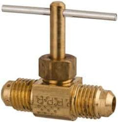 Parker - 1/4" Pipe, Inline Needle Valve - Flare x Flare Ends, Brass Valve, 150 Max psi - Best Tool & Supply