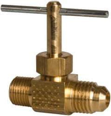 Parker - 1/4 x 1/8" Pipe, Inline Needle Valve - Flare x MNPTF Ends, Brass Valve, 150 Max psi - Best Tool & Supply