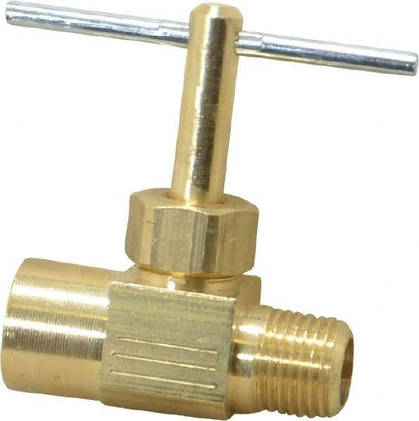 Parker - 1/8" Pipe, Inline Needle Valve - FNPTF x MNPTF Ends, Brass Valve, 150 Max psi - Best Tool & Supply