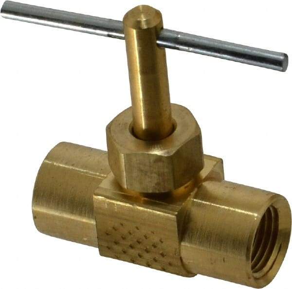 Parker - 1/8" Pipe, Inline Needle Valve - FNPTF x FNPTF Ends, Brass Valve, 150 Max psi - Best Tool & Supply