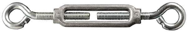 Made in USA - 52 Lb Load Limit, #12 Thread Diam, 1-13/16" Take Up, Aluminum Eye & Eye Turnbuckle - 2-9/16" Body Length, 3/16" Neck Length, 4-1/2" Closed Length - Best Tool & Supply