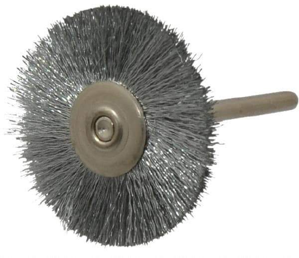 Anderson - 1-1/4" OD, 1/8" Shank Diam, Crimped Steel Wheel Brush - 0.005" Filament Diam, 25,000 RPM - Best Tool & Supply