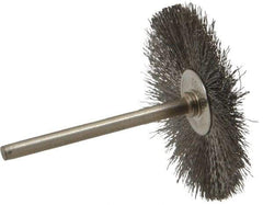 Anderson - 1-1/2" OD, 1/8" Shank Diam, Crimped Stainless Steel Wheel Brush - 0.005" Filament Diam, 25,000 RPM - Best Tool & Supply