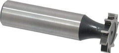 Interstate - 3/4" Diam x 1/8" Face Width, High Speed Steel, 10 Teeth, Shank Connection Woodruff Keyseat Cutter - Uncoated, 2-1/8" OAL x 1/2" Shank, Straight Teeth, ANSI 406, Old Standard 7 - Best Tool & Supply