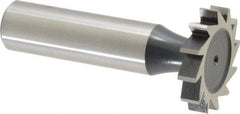 Interstate - 1" Diam x 3/16" Face Width, High Speed Steel, 12 Teeth, Shank Connection Woodruff Keyseat Cutter - Uncoated, 2-3/16" OAL x 1/2" Shank, Straight Teeth, ANSI 608, Old Standard 13 - Best Tool & Supply