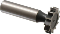 Interstate - 1" Diam x 7/32" Face Width, High Speed Steel, 12 Teeth, Shank Connection Woodruff Keyseat Cutter - Uncoated, 2-7/32" OAL x 1/2" Shank, Straight Teeth, ANSI 708, Old Standard 14 - Best Tool & Supply