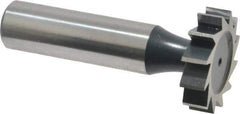 Interstate - 1" Diam x 1/4" Face Width, High Speed Steel, 12 Teeth, Shank Connection Woodruff Keyseat Cutter - Uncoated, 2-1/4" OAL x 1/2" Shank, Straight Teeth, ANSI 808, Old Standard 15 - Best Tool & Supply