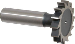 Interstate - 1-3/8" Diam x 1/4" Face Width, High Speed Steel, 14 Teeth, Shank Connection Woodruff Keyseat Cutter - Uncoated, 2-1/4" OAL x 1/2" Shank, Straight Teeth, ANSI 811, Old Standard 22 - Best Tool & Supply