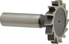 Interstate - 1-1/2" Diam x 1/4" Face Width, High Speed Steel, 16 Teeth, Shank Connection Woodruff Keyseat Cutter - Uncoated, 2-1/4" OAL x 1/2" Shank, Straight Teeth, ANSI 812, Old Standard 24 - Best Tool & Supply