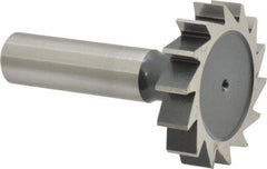 Interstate - 1-1/2" Diam x 5/16" Face Width, High Speed Steel, 16 Teeth, Shank Connection Woodruff Keyseat Cutter - Uncoated, 2-5/16" OAL x 1/2" Shank, Straight Teeth, ANSI 1012, Old Standard 25 - Best Tool & Supply